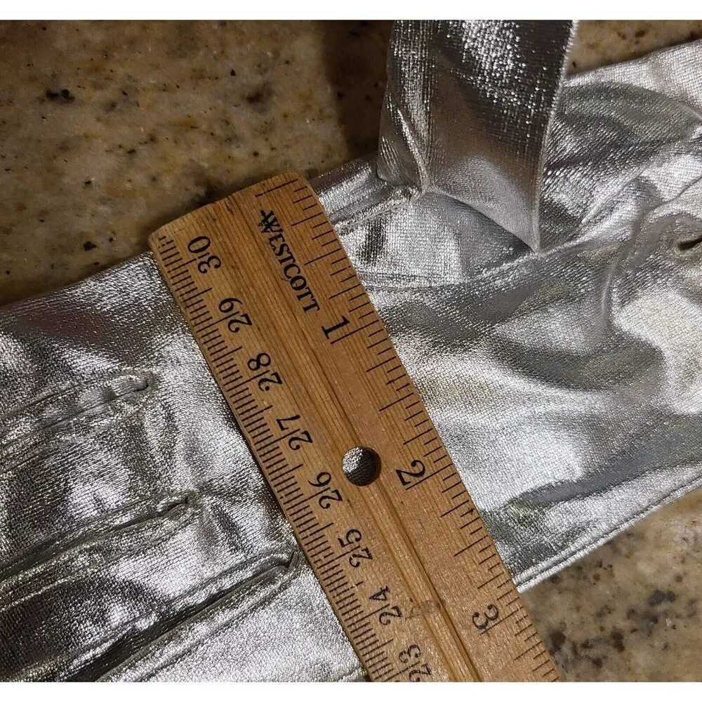 New! Vintage Size M 7 Metallic Silver Stretch Nylon Formal 8